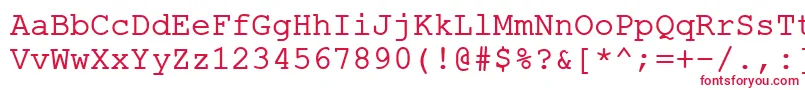 フォントErKurier1251 – 白い背景に赤い文字