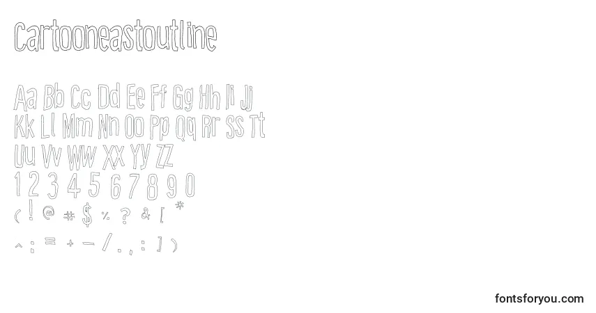 Czcionka Cartooneastoutline (69336) – alfabet, cyfry, specjalne znaki