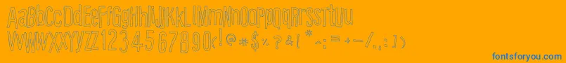 Cartooneastoutline-Schriftart – Blaue Schriften auf orangefarbenem Hintergrund