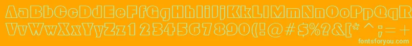 FfxBlockOutline-fontti – vihreät fontit oranssilla taustalla