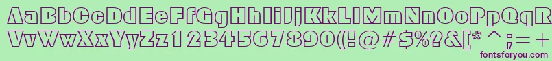 FfxBlockOutline-Schriftart – Violette Schriften auf grünem Hintergrund