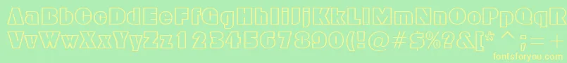 Fonte FfxBlockOutline – fontes amarelas em um fundo verde