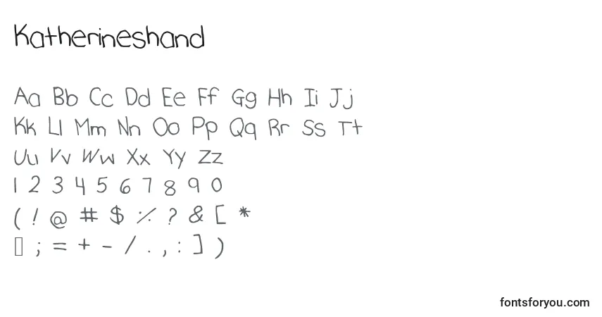 A fonte Katherineshand – alfabeto, números, caracteres especiais