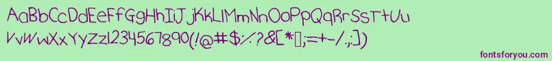 Katherineshand Font – Purple Fonts on Green Background