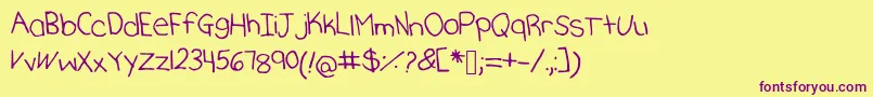 Katherineshand Font – Purple Fonts on Yellow Background