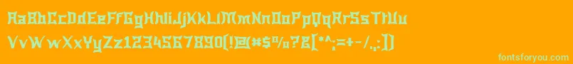 Fonte Wewak ffy – fontes verdes em um fundo laranja