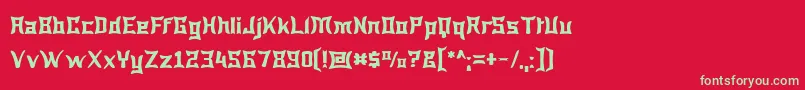 フォントWewak ffy – 赤い背景に緑の文字