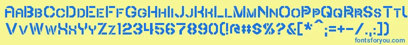フォントIori – 青い文字が黄色の背景にあります。