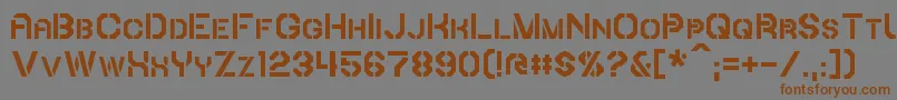 フォントIori – 茶色の文字が灰色の背景にあります。