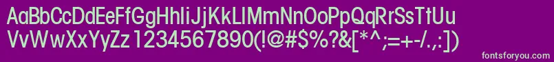 フォントTrendexlightcondsskRegular – 紫の背景に緑のフォント