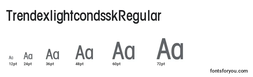 Размеры шрифта TrendexlightcondsskRegular
