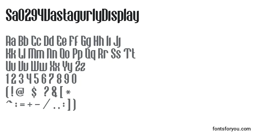 Czcionka Sa0294VastagurlyDisplay – alfabet, cyfry, specjalne znaki