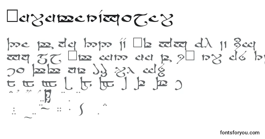 A fonte MoromaRegular – alfabeto, números, caracteres especiais
