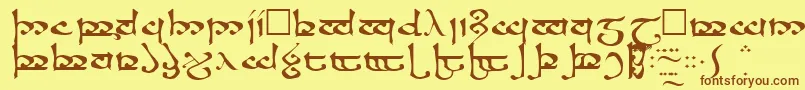 フォントMoromaRegular – 茶色の文字が黄色の背景にあります。