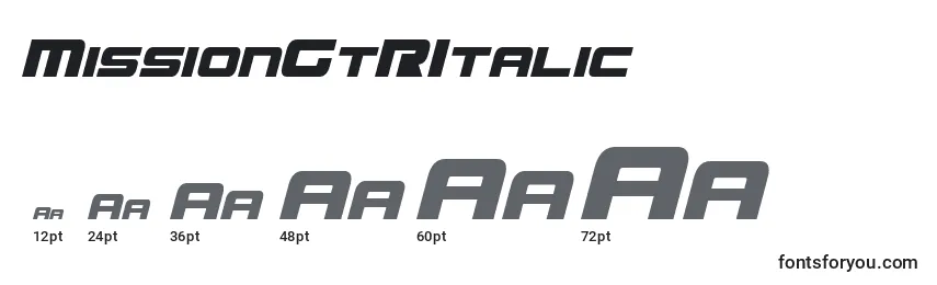MissionGtRItalic Font Sizes