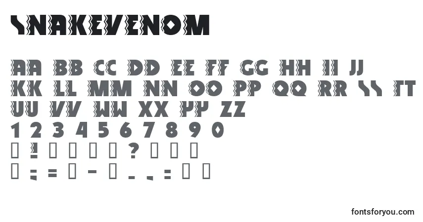 A fonte SnakeVenom – alfabeto, números, caracteres especiais