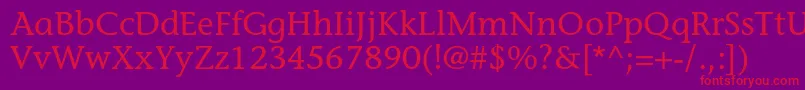 フォントStoneinformalstdMedium – 紫の背景に赤い文字