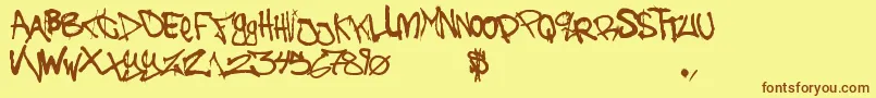 TheBattleContinuez Font – Brown Fonts on Yellow Background