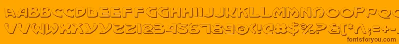 Machv2s-Schriftart – Braune Schriften auf orangefarbenem Hintergrund