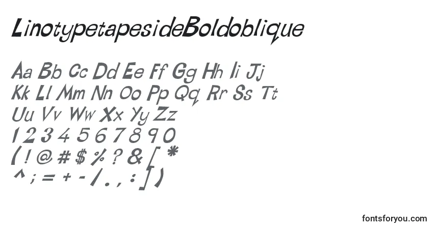 LinotypetapesideBoldobliqueフォント–アルファベット、数字、特殊文字