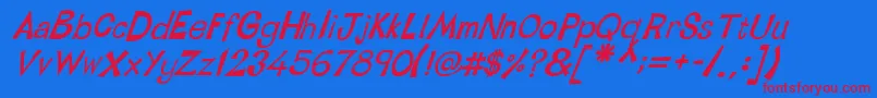 フォントLinotypetapesideBoldoblique – 赤い文字の青い背景