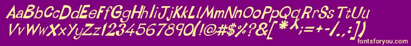 LinotypetapesideBoldoblique-Schriftart – Gelbe Schriften auf violettem Hintergrund