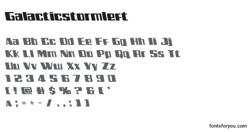 A fonte Galacticstormleft – alfabeto, números, caracteres especiais