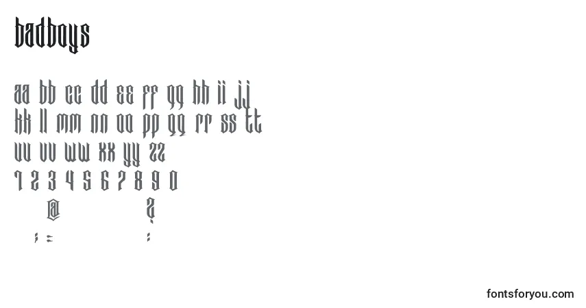Шрифт BadBoys – алфавит, цифры, специальные символы
