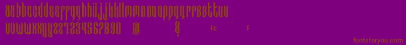 BadBoys-Schriftart – Braune Schriften auf violettem Hintergrund