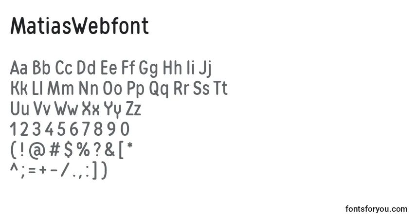 Czcionka MatiasWebfont – alfabet, cyfry, specjalne znaki