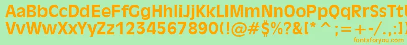 フォントInc901b – オレンジの文字が緑の背景にあります。