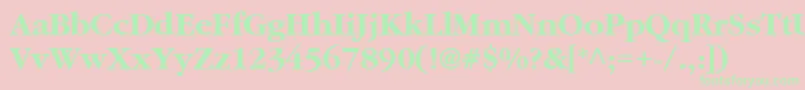 Fonte Aggaramondcyr – fontes verdes em um fundo rosa