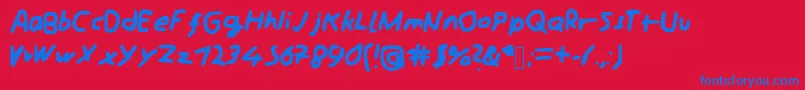 Schreibii Font – Blue Fonts on Red Background