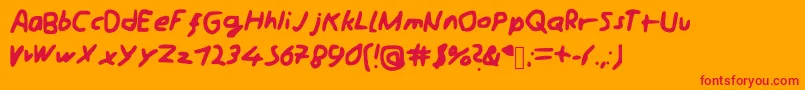 Schreibii Font – Red Fonts on Orange Background