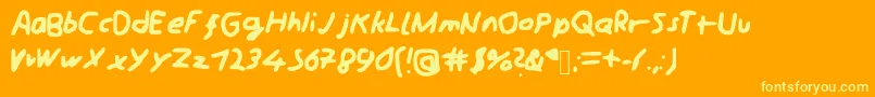 Czcionka Schreibii – żółte czcionki na pomarańczowym tle