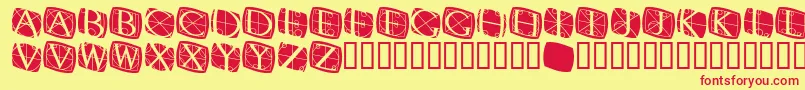 フォントRodgauerthreeroundedMedium – 赤い文字の黄色い背景