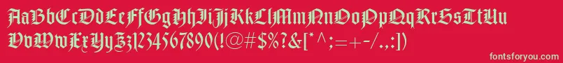 NotreDameLtRoman-fontti – vihreät fontit punaisella taustalla