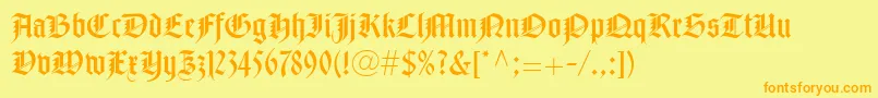フォントNotreDameLtRoman – オレンジの文字が黄色の背景にあります。