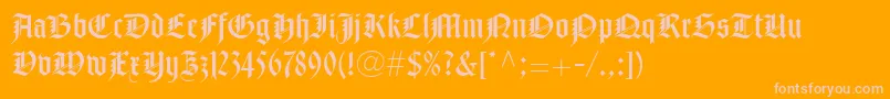 NotreDameLtRoman-Schriftart – Rosa Schriften auf orangefarbenem Hintergrund