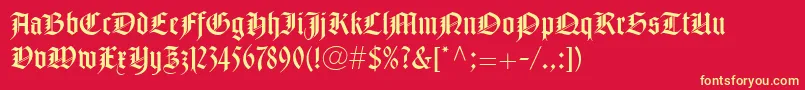 NotreDameLtRoman Font – Yellow Fonts on Red Background