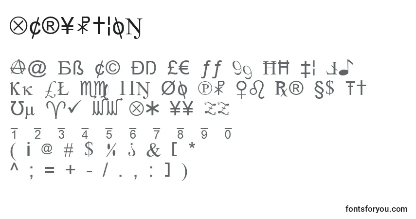 Schriftart XCryption – Alphabet, Zahlen, spezielle Symbole