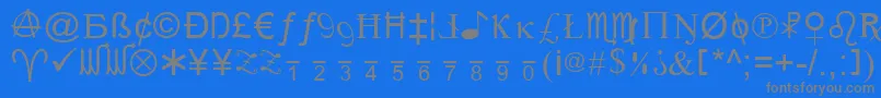 フォントXCryption – 青い背景に灰色の文字