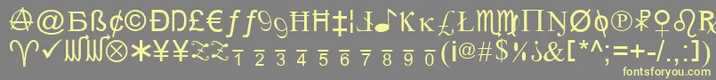 フォントXCryption – 黄色のフォント、灰色の背景