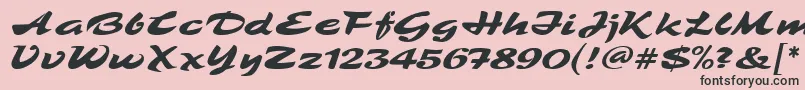 TamboScriptMf-fontti – mustat fontit vaaleanpunaisella taustalla