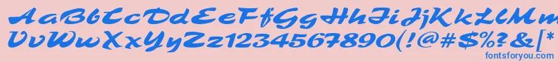 フォントTamboScriptMf – ピンクの背景に青い文字