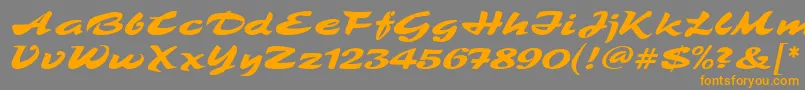 フォントTamboScriptMf – オレンジの文字は灰色の背景にあります。