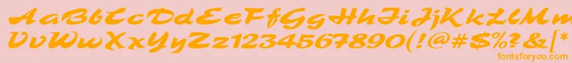 フォントTamboScriptMf – オレンジの文字がピンクの背景にあります。