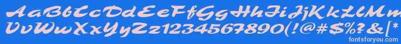 フォントTamboScriptMf – ピンクの文字、青い背景