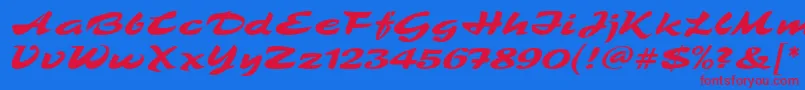 フォントTamboScriptMf – 赤い文字の青い背景