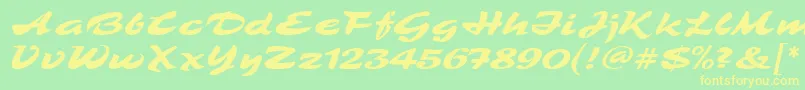 フォントTamboScriptMf – 黄色の文字が緑の背景にあります